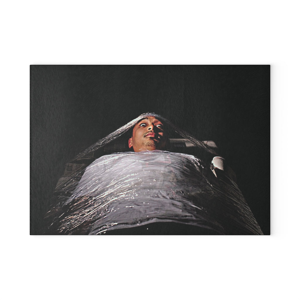 Glass Cutting Board - Creepy Wrapped Body Photo Decorative Kitchen Board