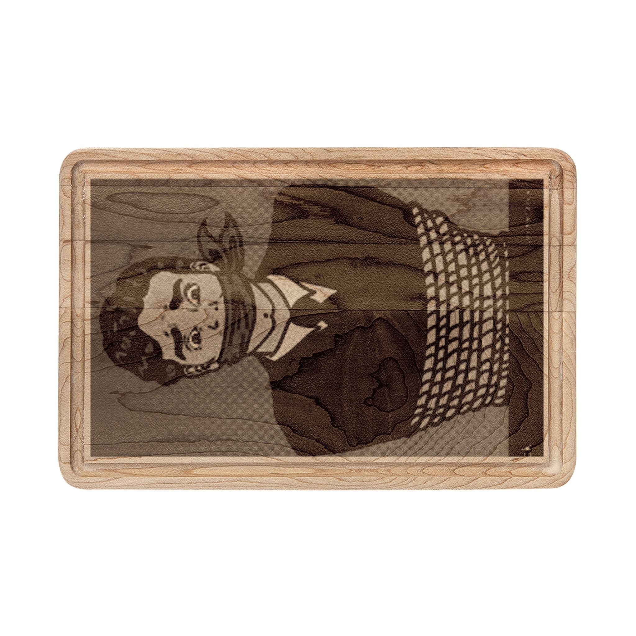 Engraved Vintage Portrait Wooden Cutting Board — Decorative Serving & Prep Board