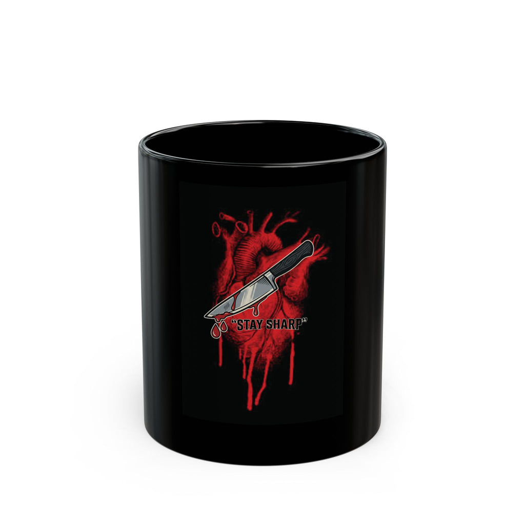 Black Coffee Mug — Anatomical Heart with Straight Razor "Stay Sharp"