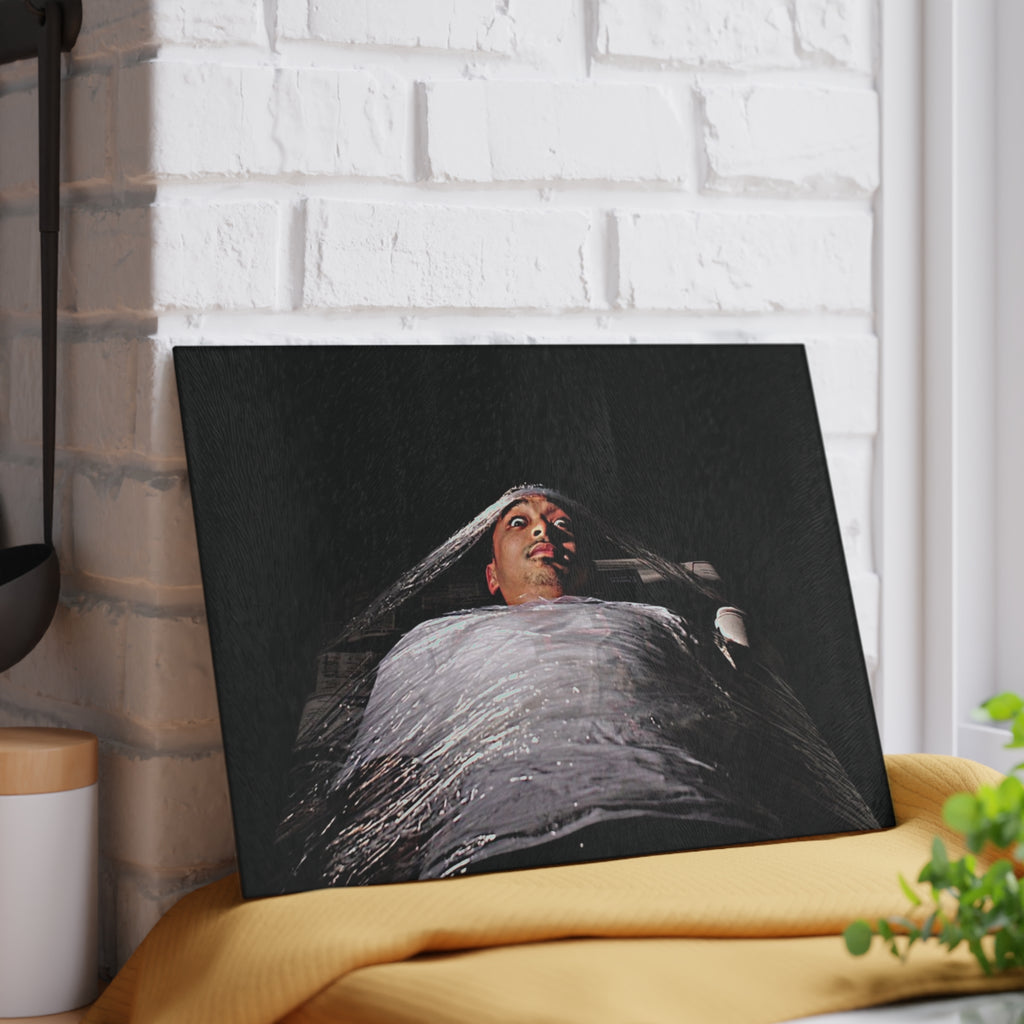 Glass Cutting Board - Creepy Wrapped Body Photo Decorative Kitchen Board