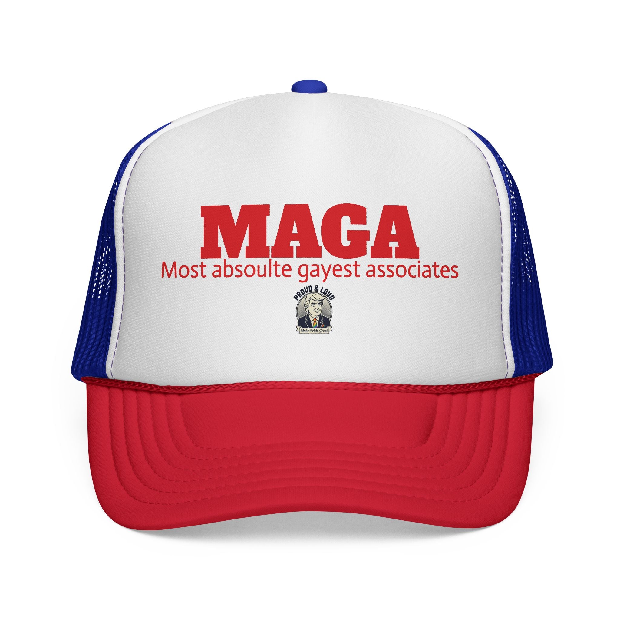 Trucker Hat — "MAGA" Bold Red Text Trucker Cap (Most Absolute Gayest Associates)